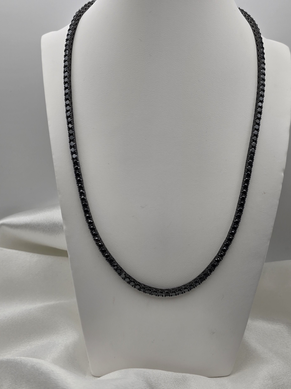 Black Rhodium Over Sterling Silver 925 Tennis Necklace
